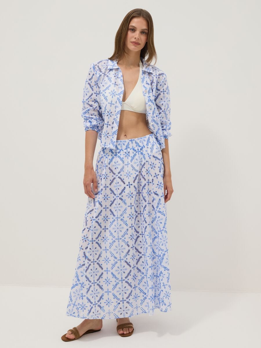 Blaue Bluse aus Bio-Baumwolle mit Allover-Print_1