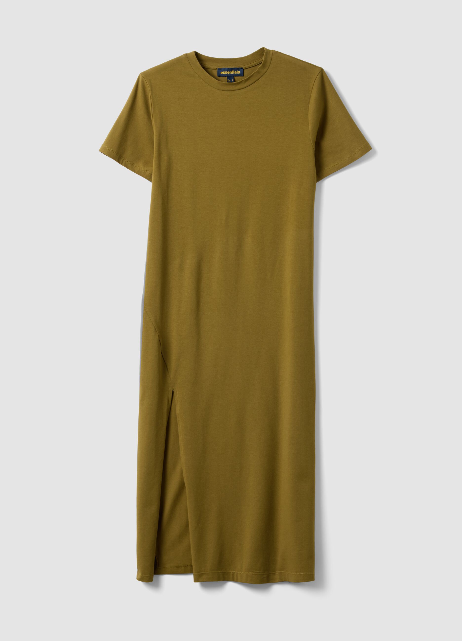 Brown midi dress in stretch cotton