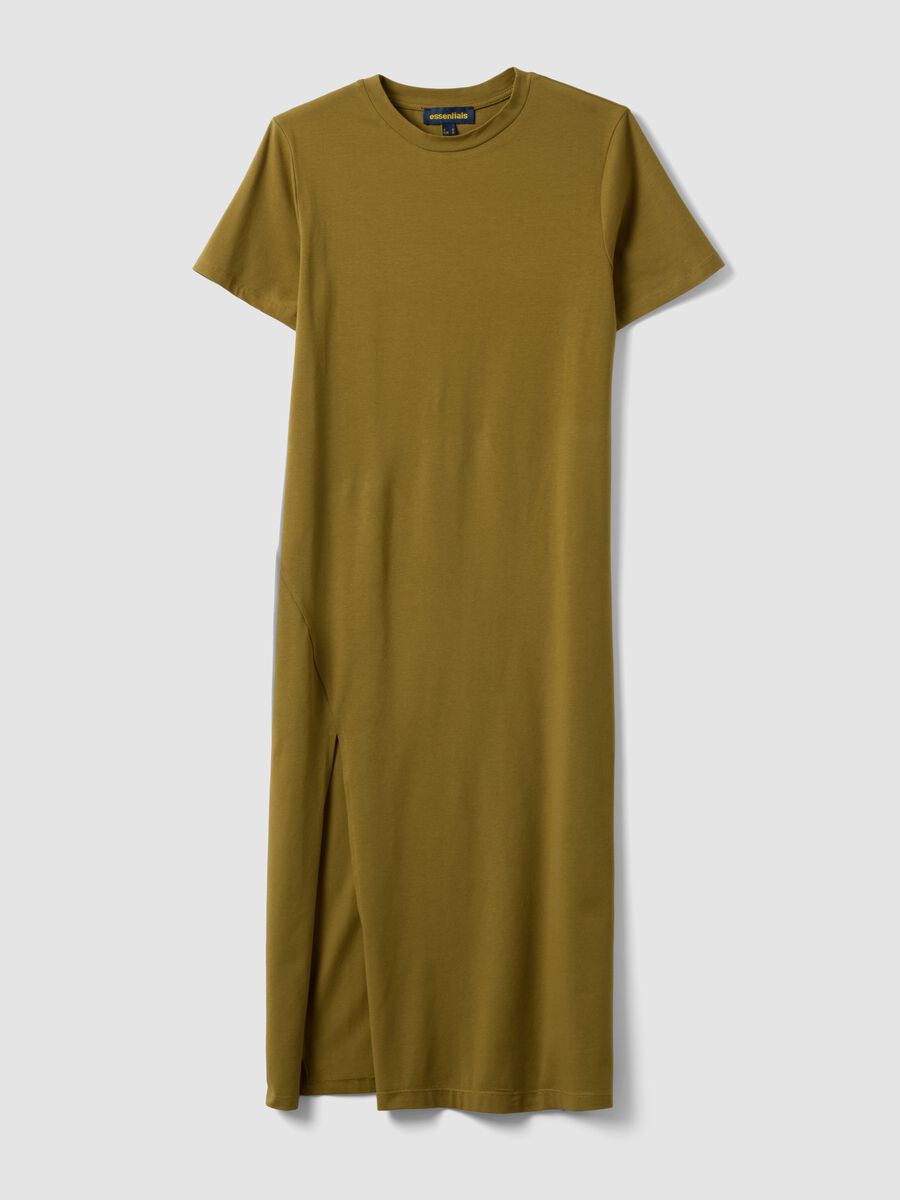 Brown midi dress in stretch cotton_0