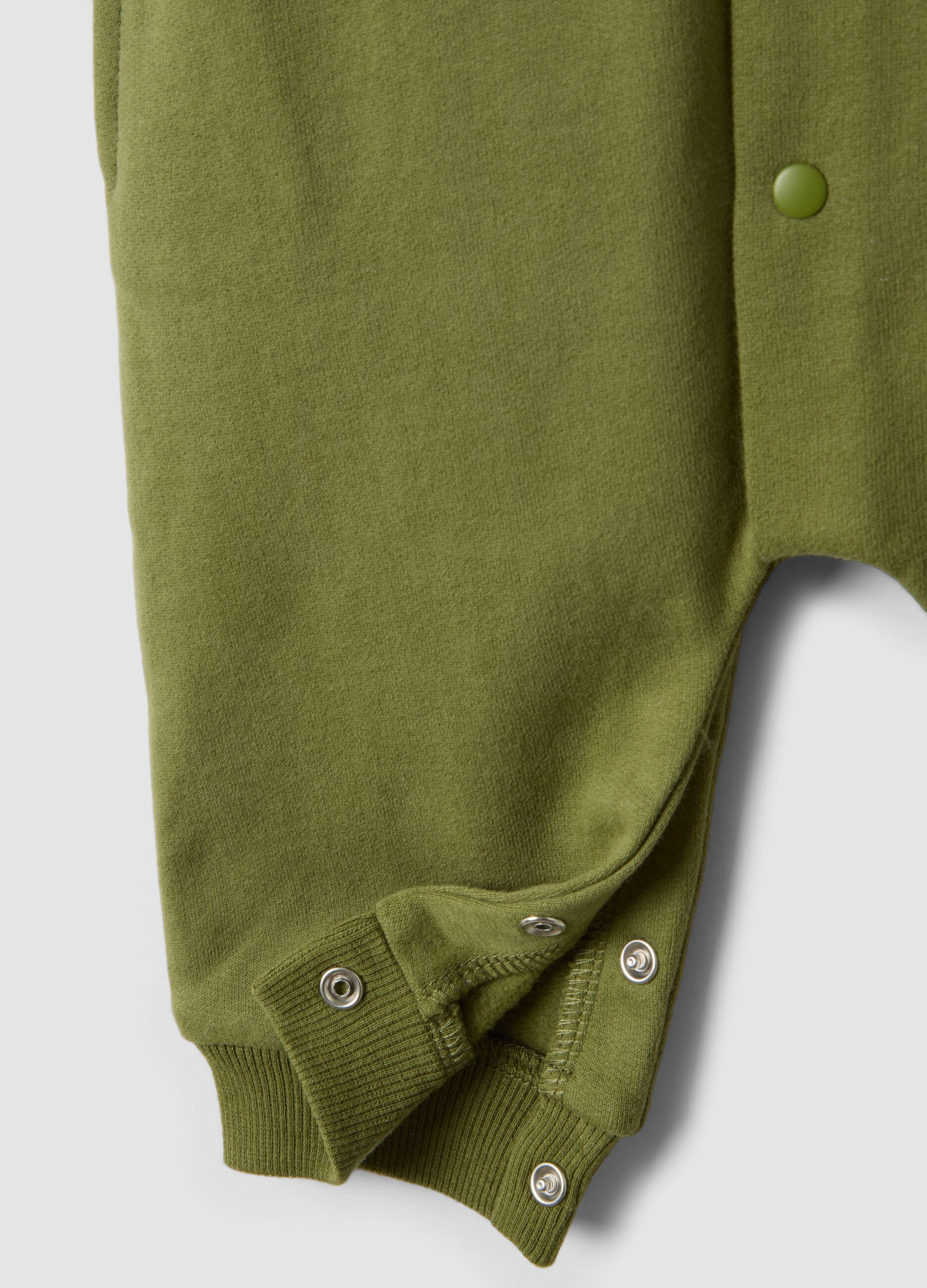 Green dinosaur hooded babygrow in pure organic cotton