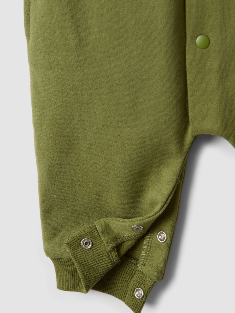 Green dinosaur hooded babygrow in pure organic cotton_3