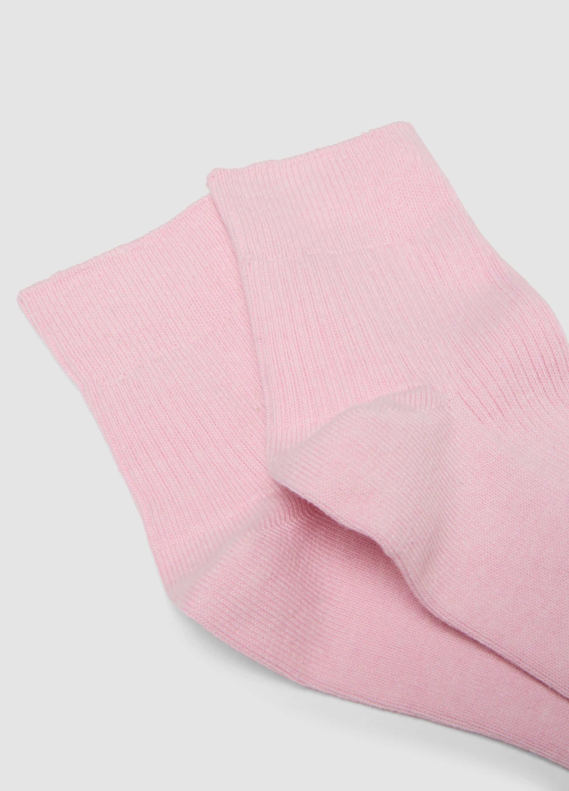 Pink ankle-length stretch cotton socks