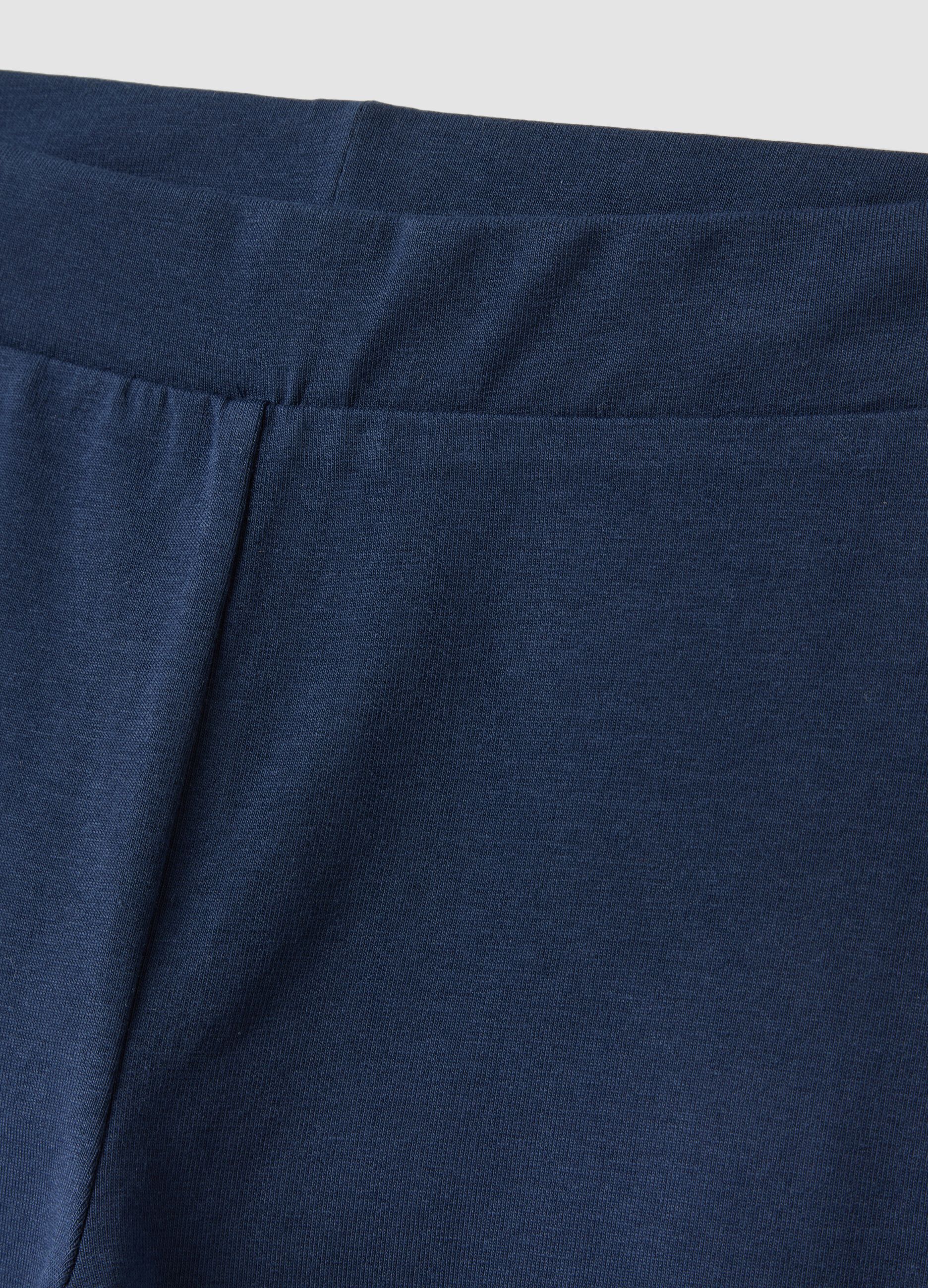 Leggings blu flare in cotone jersey organico elasticizzato