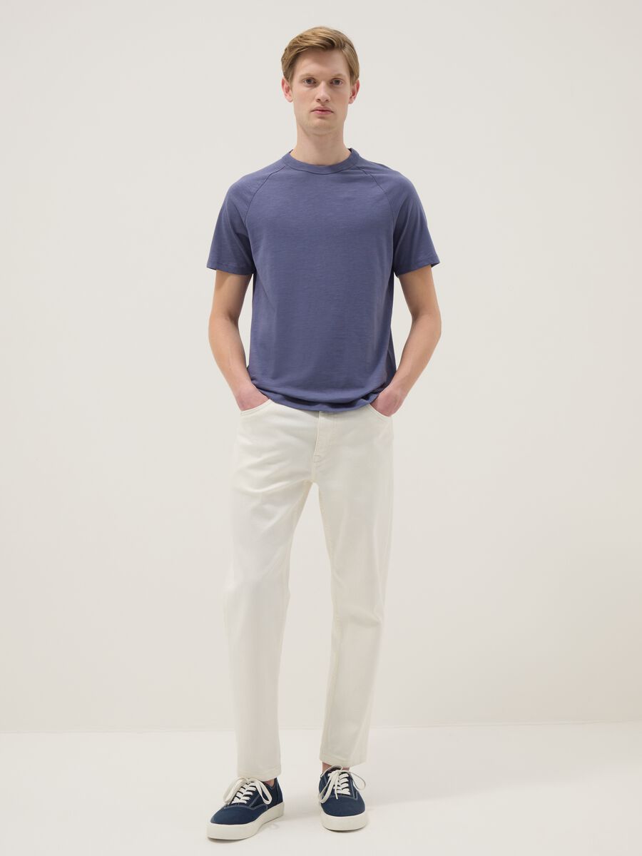 Regular fit blue pure cotton T-shirt_1