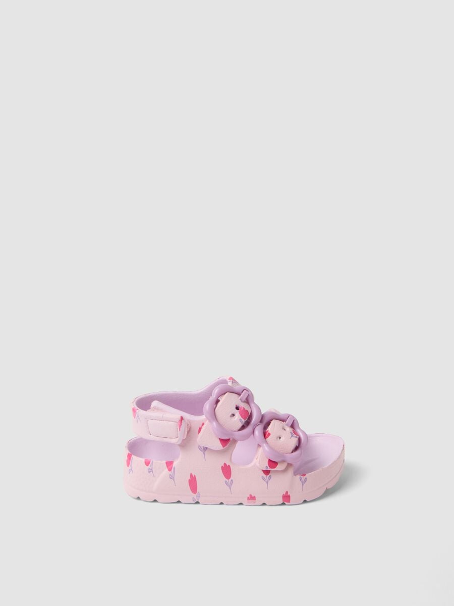 Pink sandals with floral appliqu&eacute;s_0