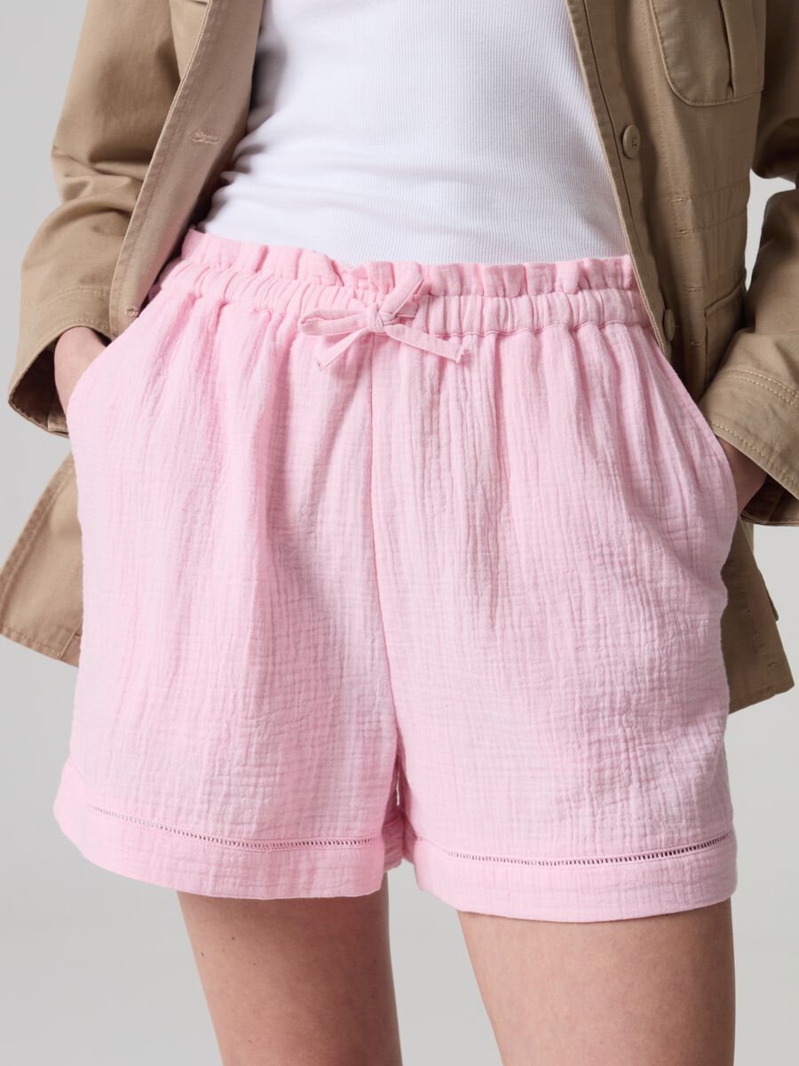 Shorts in garza effetto crinkle_1