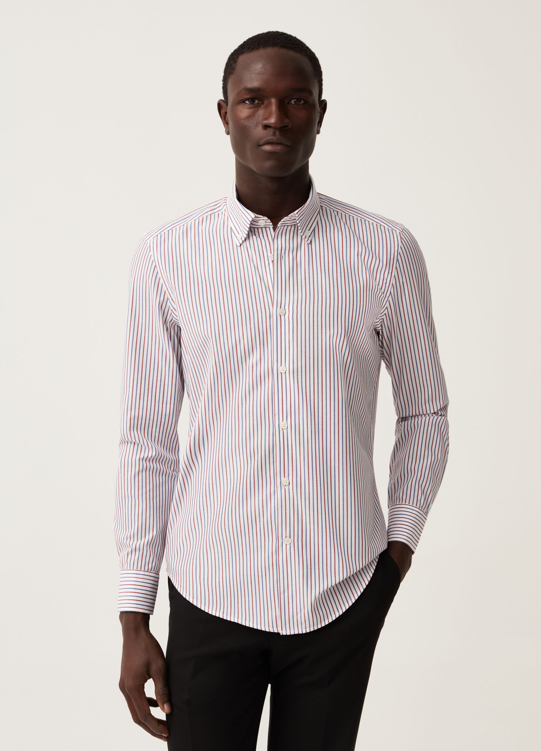 Slim-fit easy-iron striped shirt