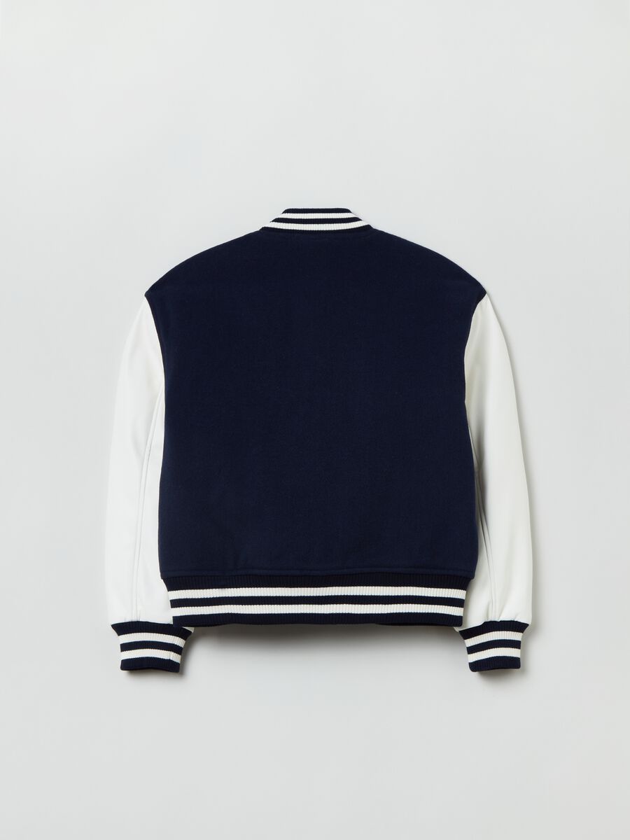 Combined varsity bomber jacket with patch_1