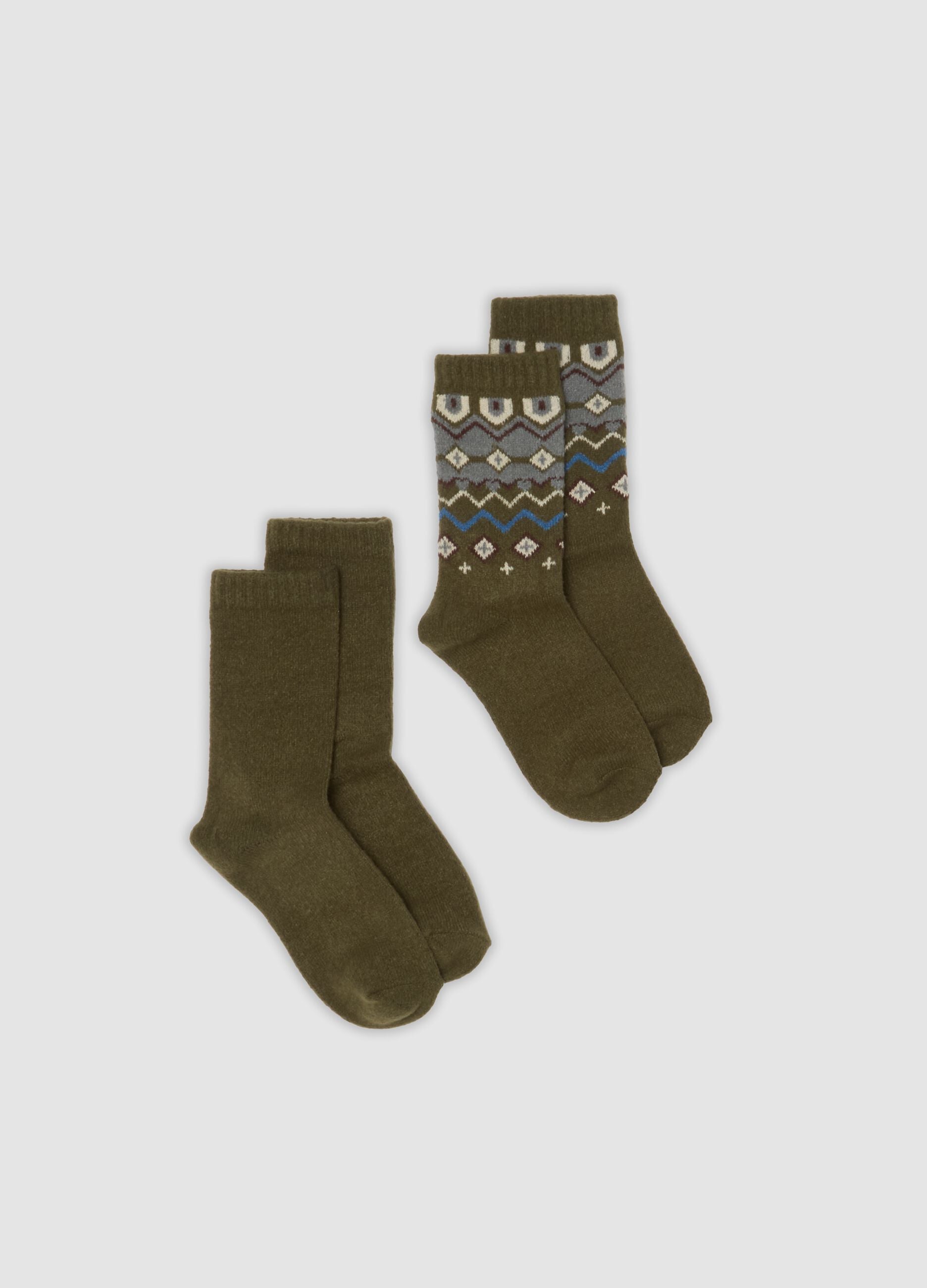 Two-pack of multicolour stretch-fabric socks