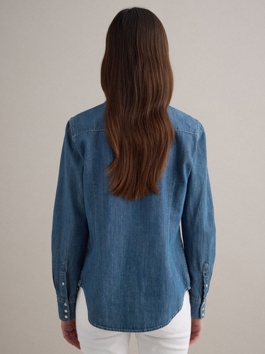 Blue denim pure cotton shirt regular fit_4