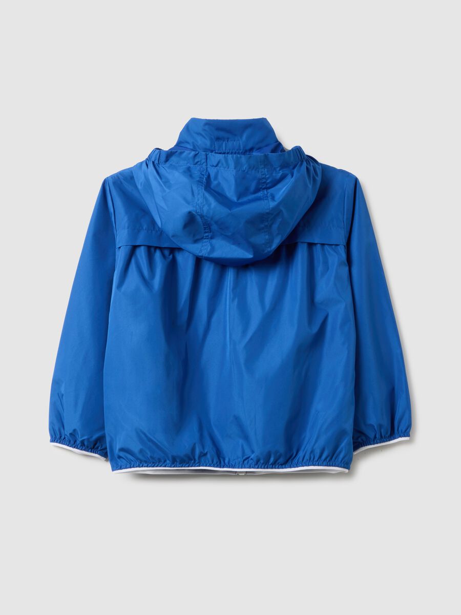 Blue mix regular fit jacket with hood for kids_1