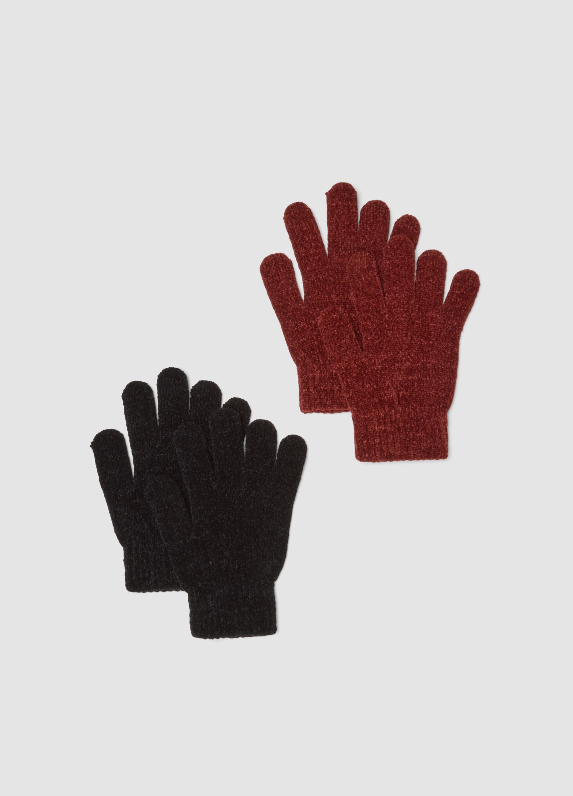 2-pack of brick red and midnight blue stretch fabric gloves