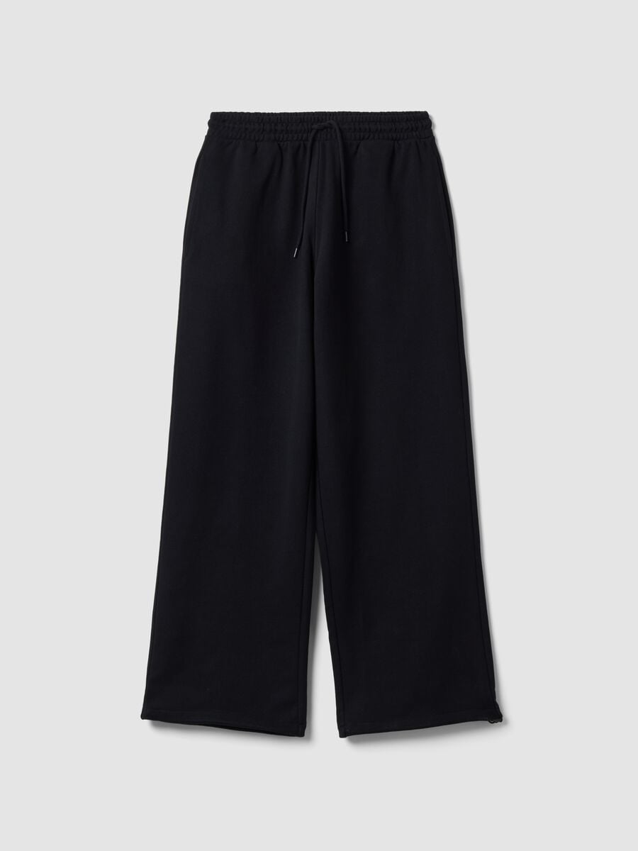 Schwarze Jogger aus reiner Baumwolle mit elastischem Bund, Oversize-Fit_0