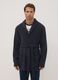 Vestaglia blu navy con cintura e tasche applicate_0