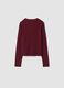 Red stretch organic cotton T-shirt with ribbed neckline_5