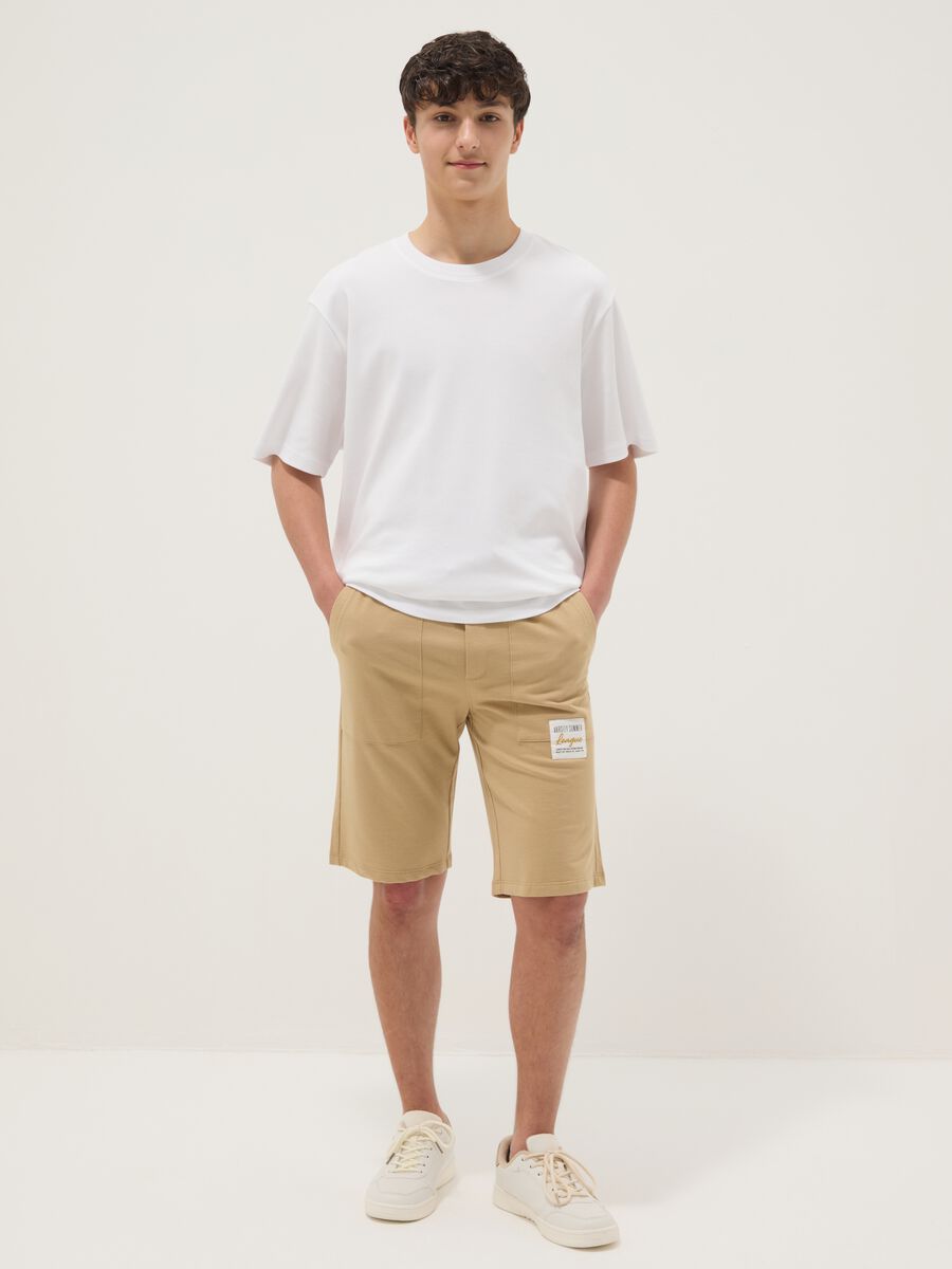Pantalones cortos de algod&oacute;n puro beige ajustados para ni&ntilde;o_0