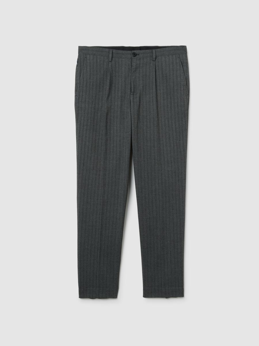 Grey Slim Fit Cotton Blend Trousers_5