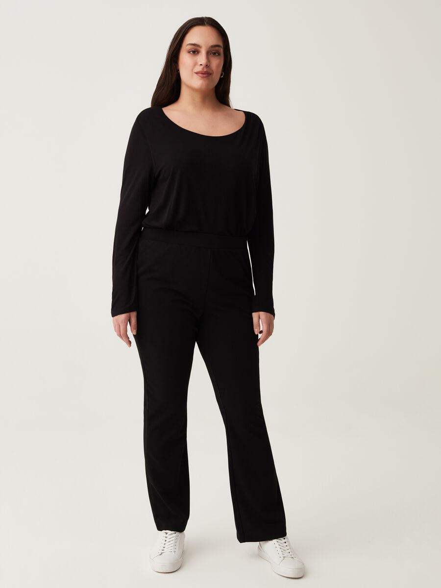 Curvy flare-fit trousers in crêpe_0