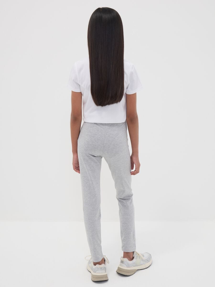 Girls&rsquo; grey skinny leggings in stretch organic cotton blend_1