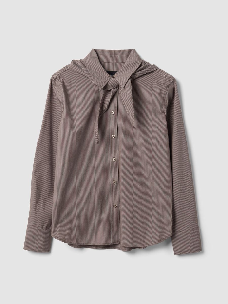 Multicolour stretch cotton shirt with scarf collar_4