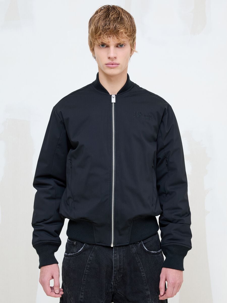 Black Nylon Bomber Jacket_3