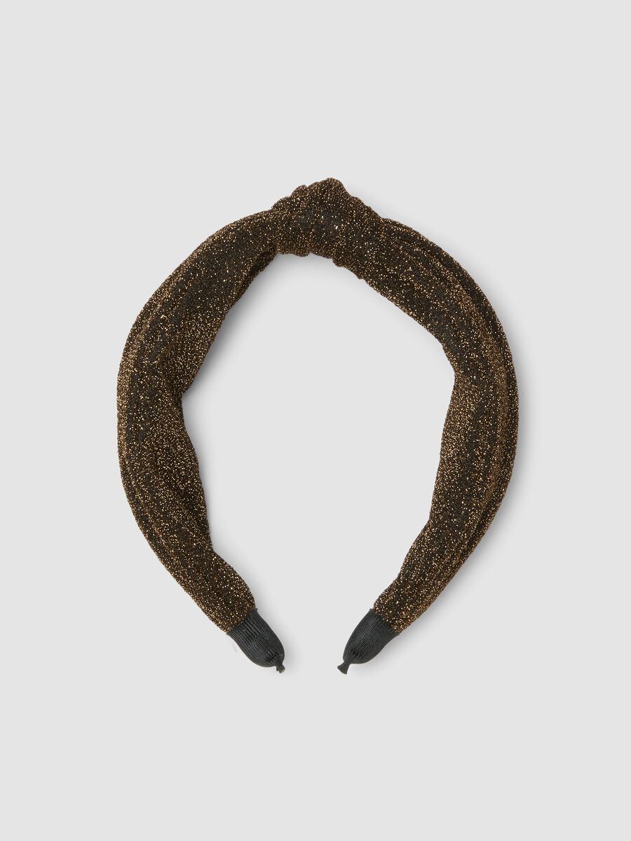 Shiny textured brown hairband_0