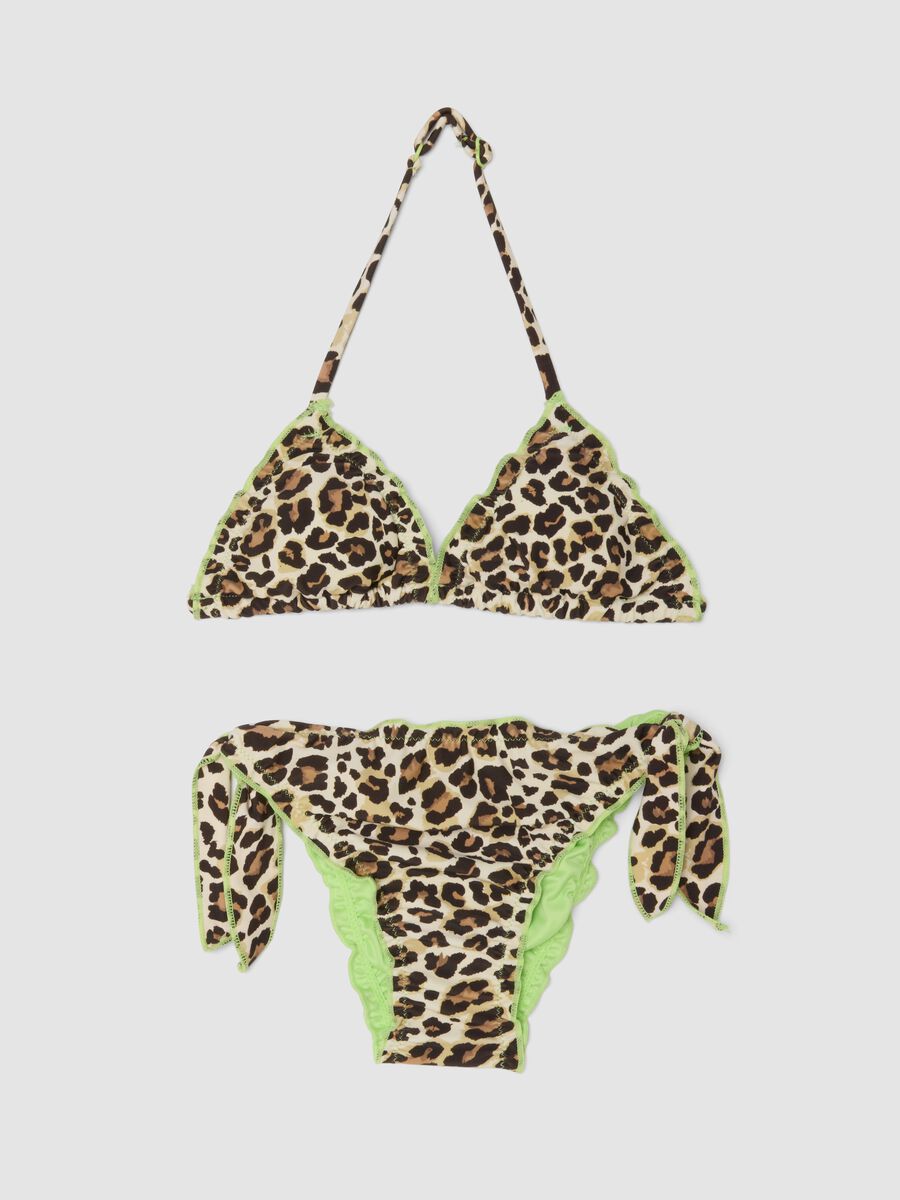 Bikini marrone a triangolo in tessuto elasticizzato_0