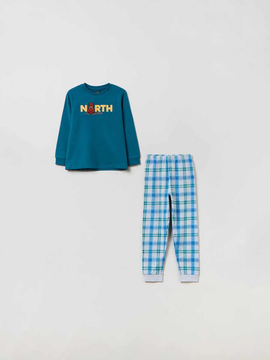 Full-length pyjamas with print and embroidery_0