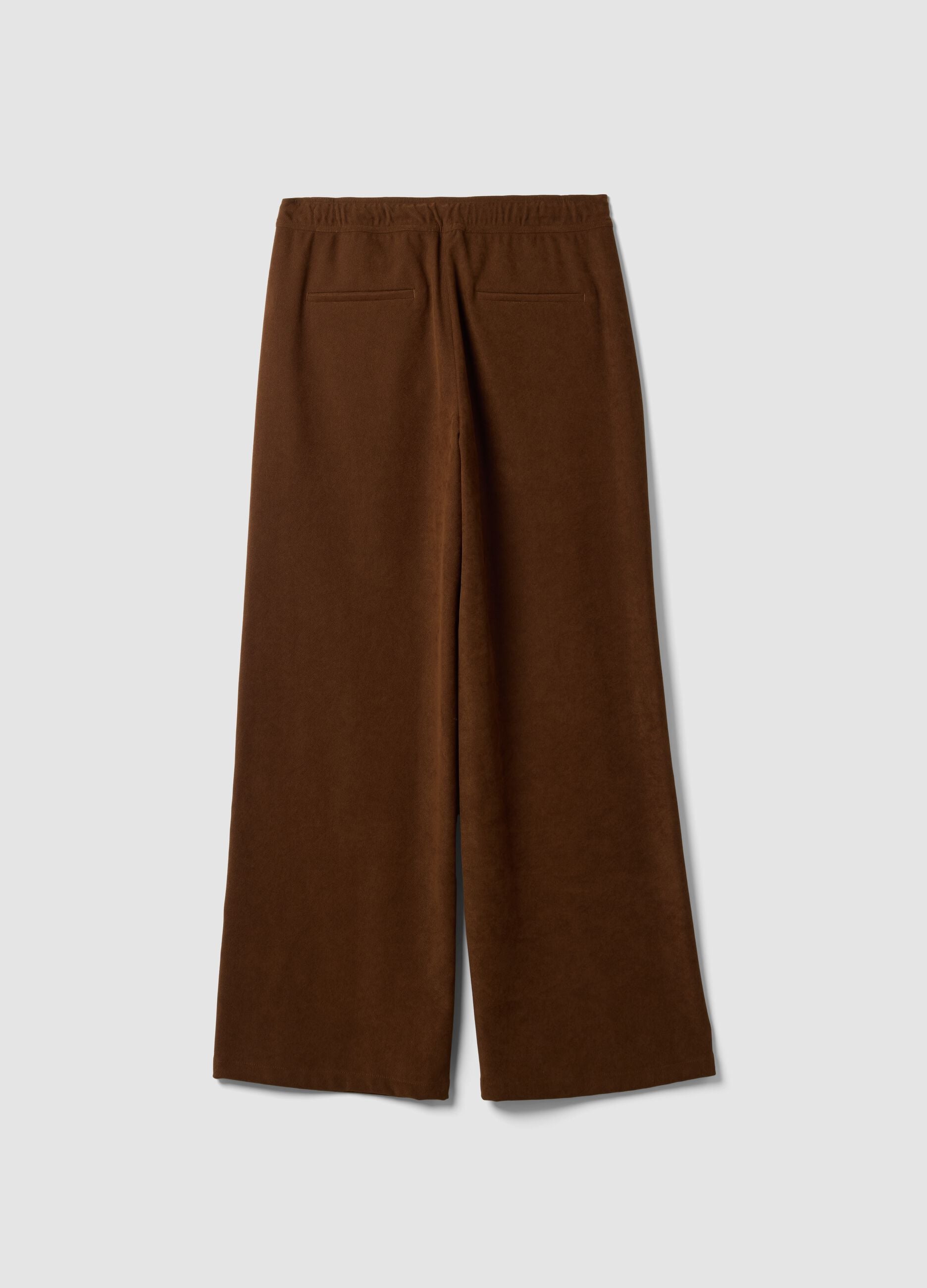 Brown stretch-fabric straight-fit trousers