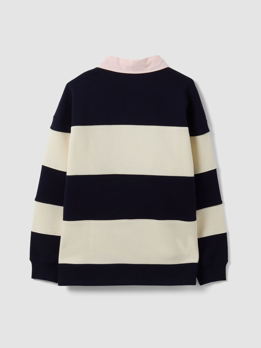 Blue striped cotton-blend sweatshirt with collar, relaxed fit_2