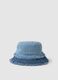 Girl's regular fit blue denim pure cotton bucket hat with fringes_0
