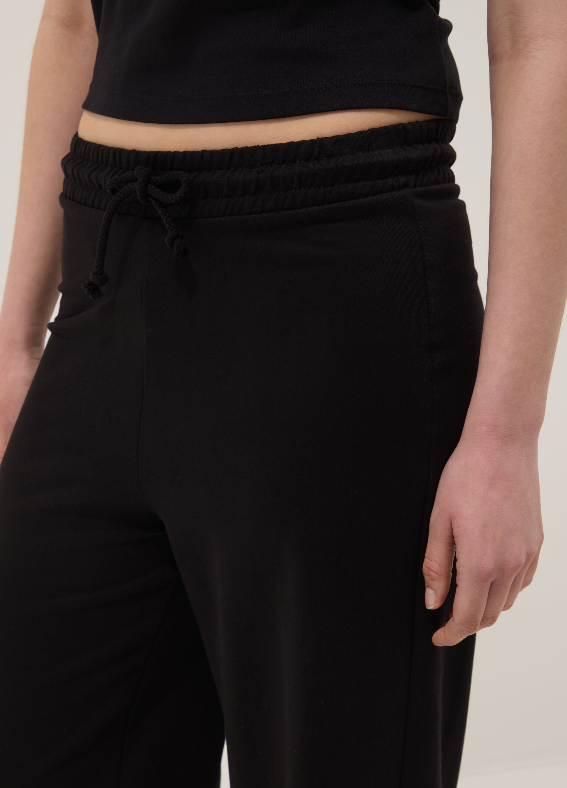 Black Pure Cotton Baggy Jogger Trousers