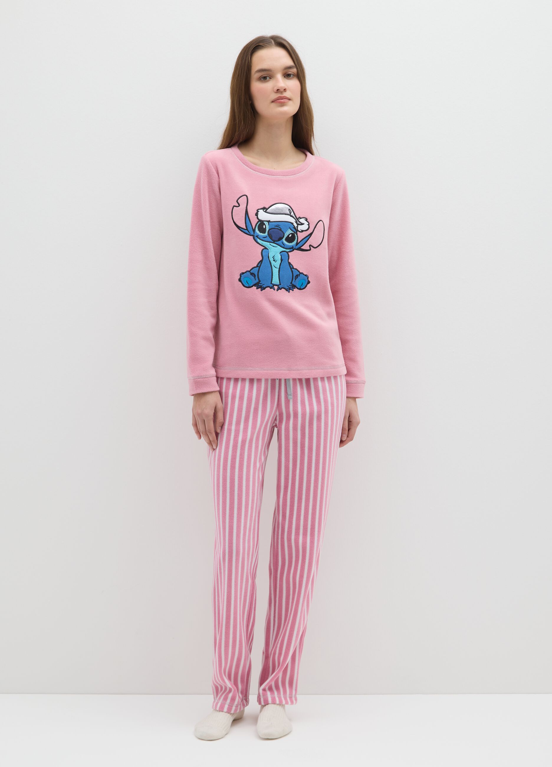 Pink striped regular fit pyjamas with Disney decoration