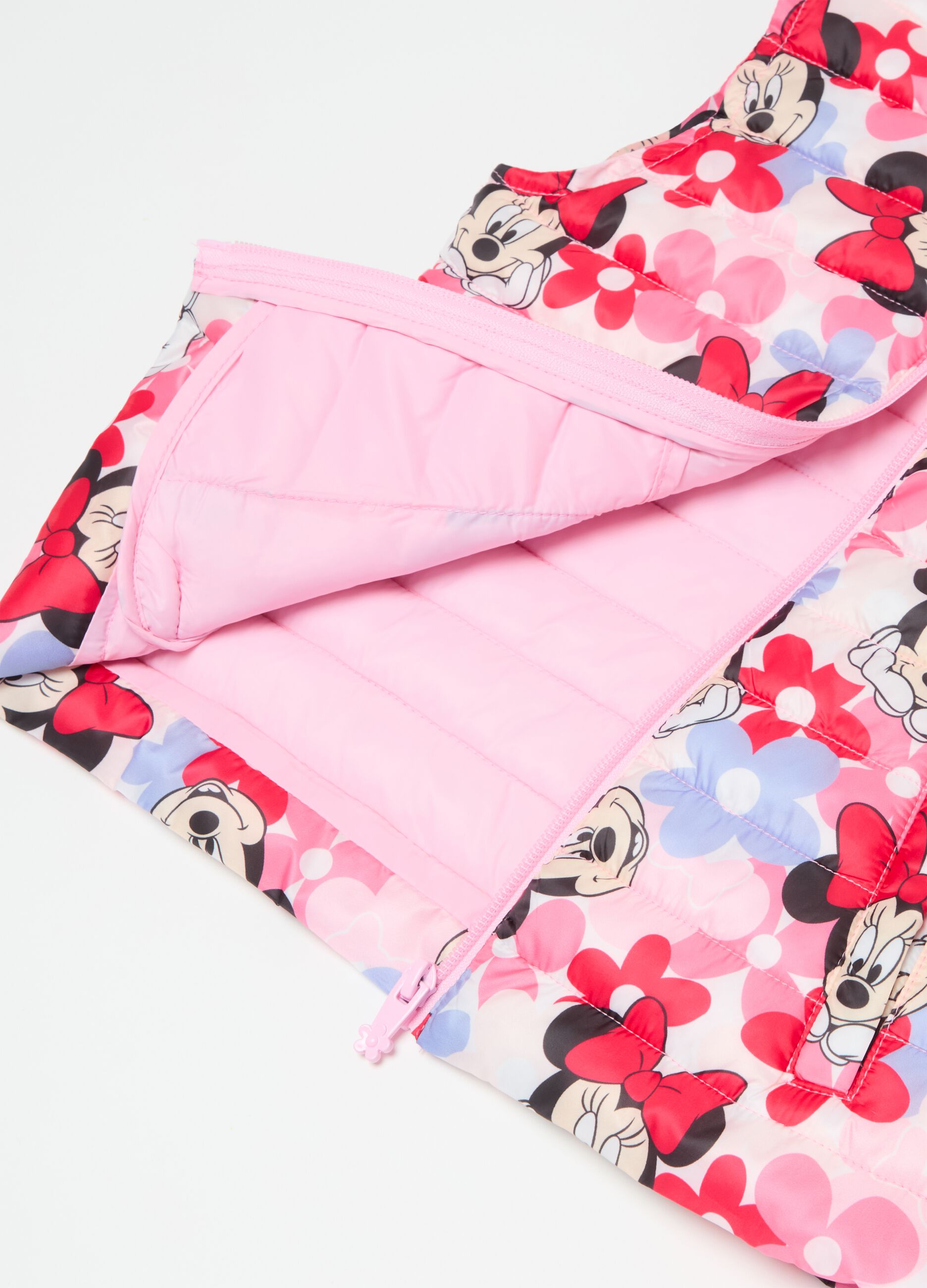 Full-zip gilet with Minnie Mouse print