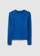 Blue sweater in pure cotton regular fit with cable knit_4