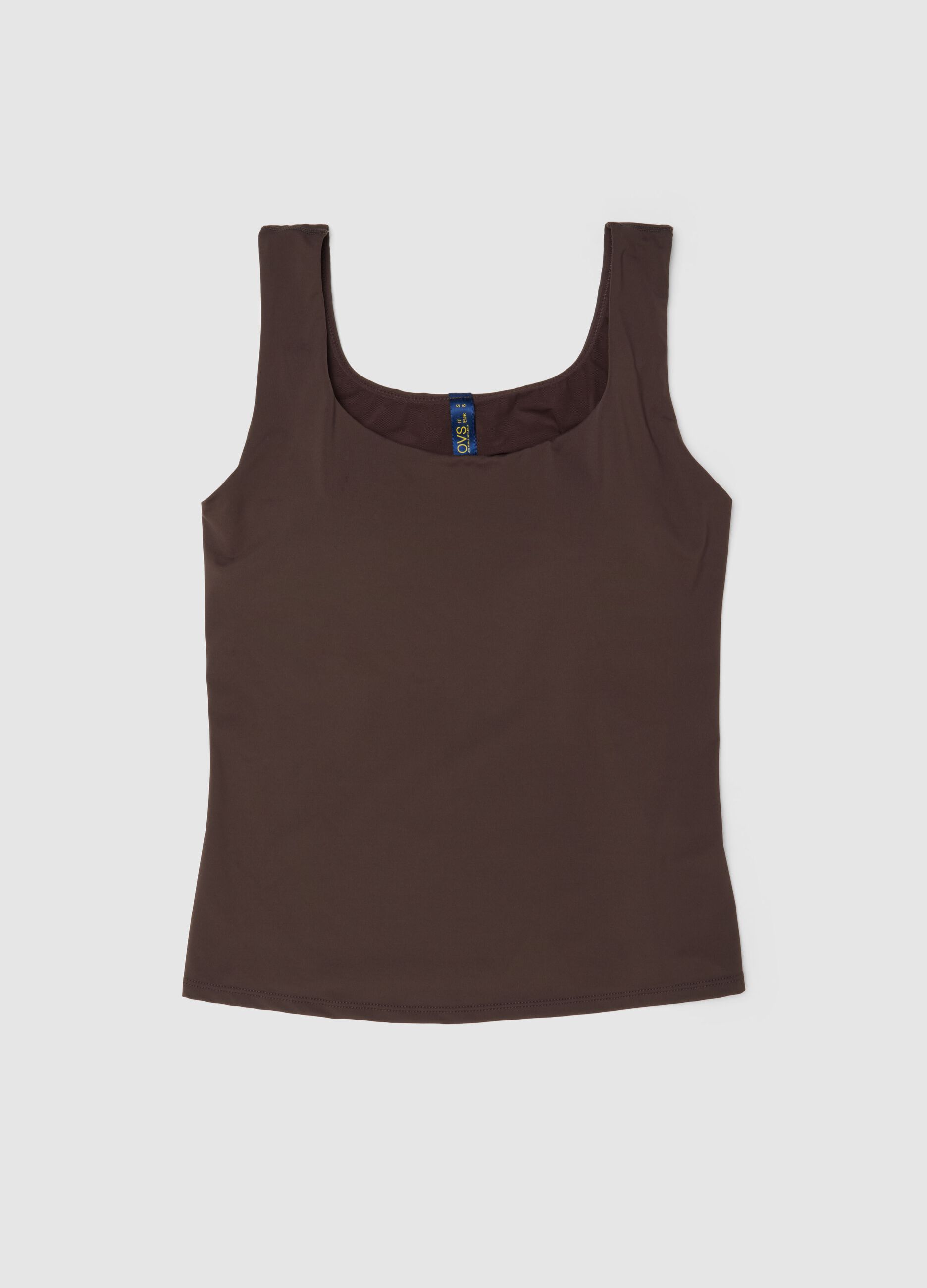 Brown regular fit vest with wide straps