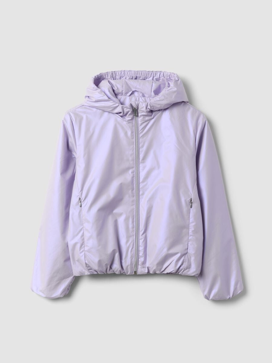 Violette Regenjacke mit Kapuze und Rei&szlig;verschluss f&uuml;r M&auml;dchen_0