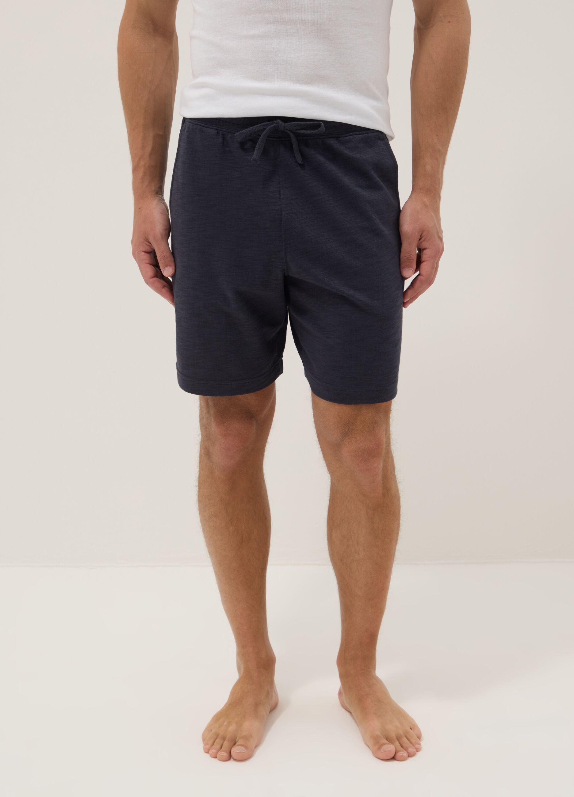 Grey cotton-blend pyjama shorts, regular fit
