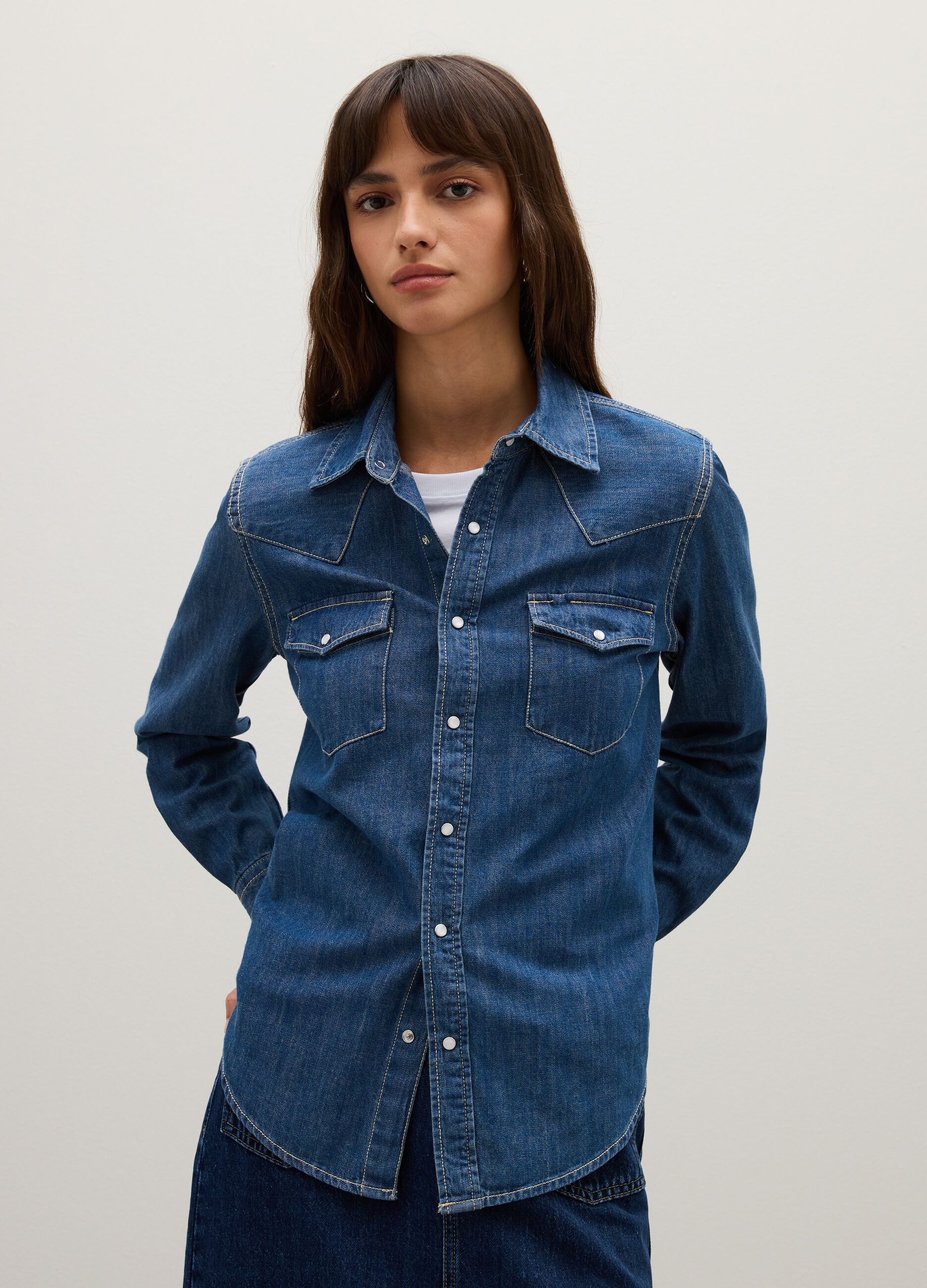 Pure Cotton Denim Regular Fit Shirt