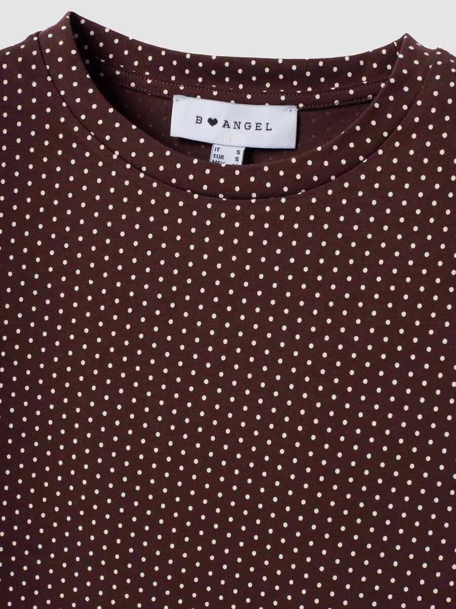 Braunes Cropped-T-Shirt aus reiner Baumwolle mit Punkten, Regular Fit_2