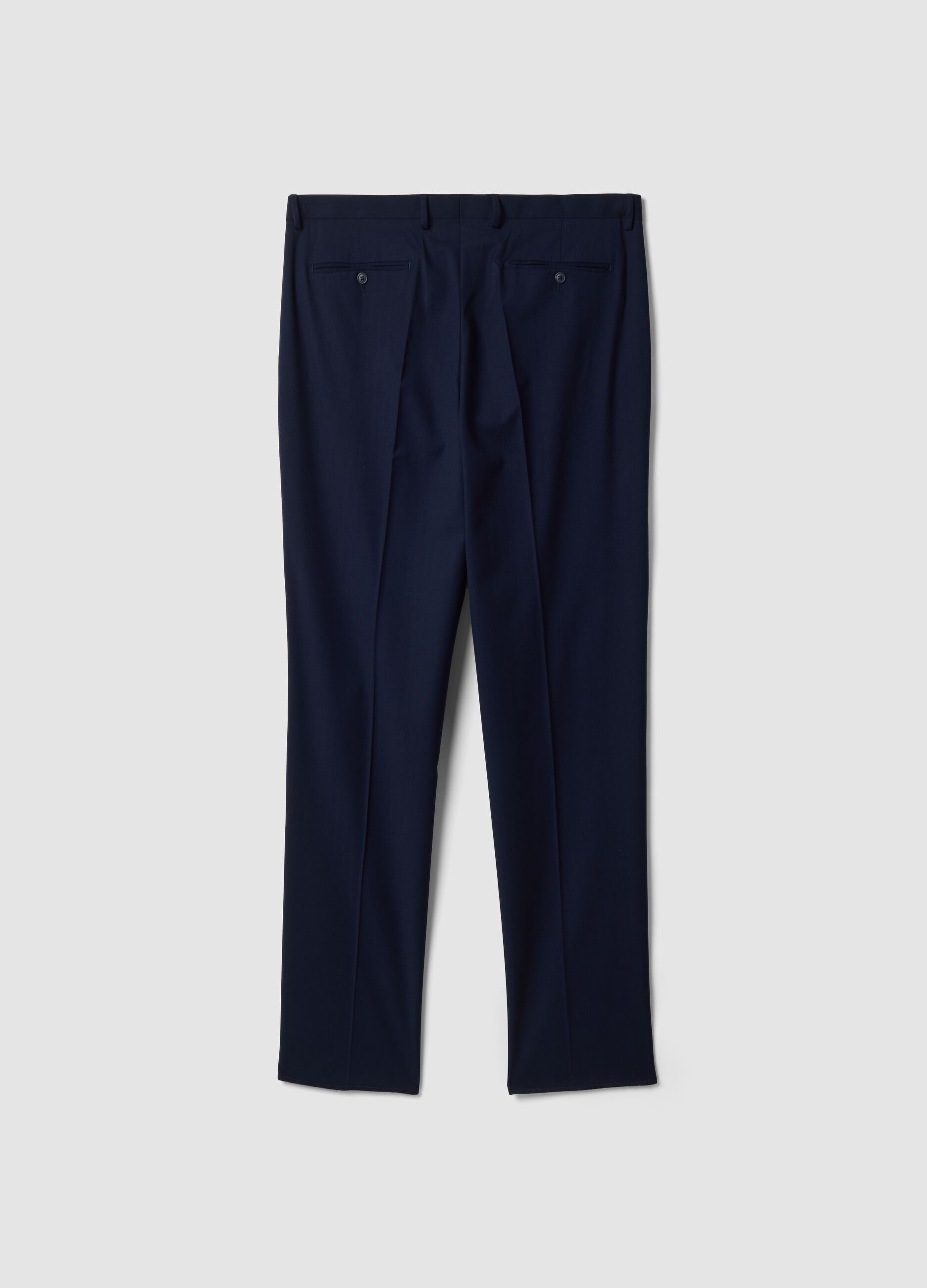 Blue slim-fit stretch viscose trousers
