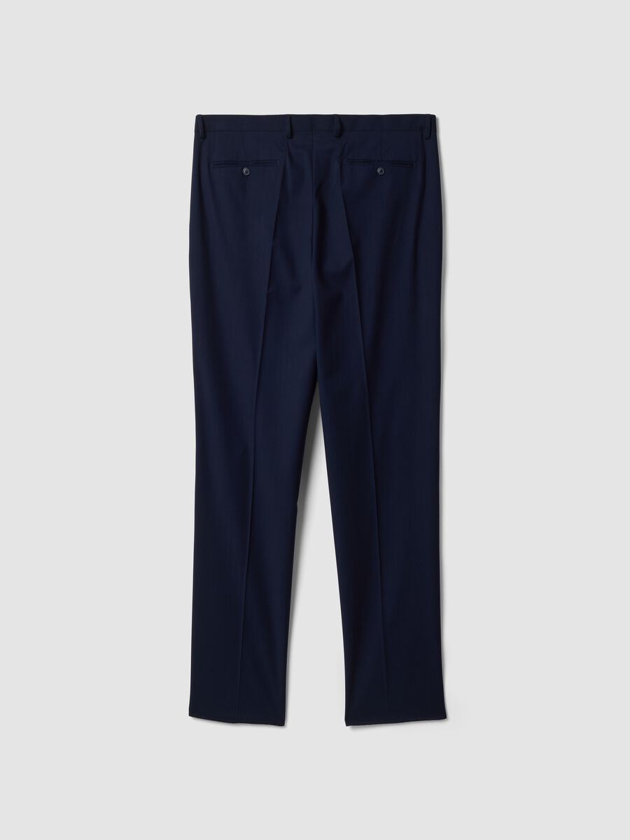 Blue slim-fit stretch viscose trousers_2