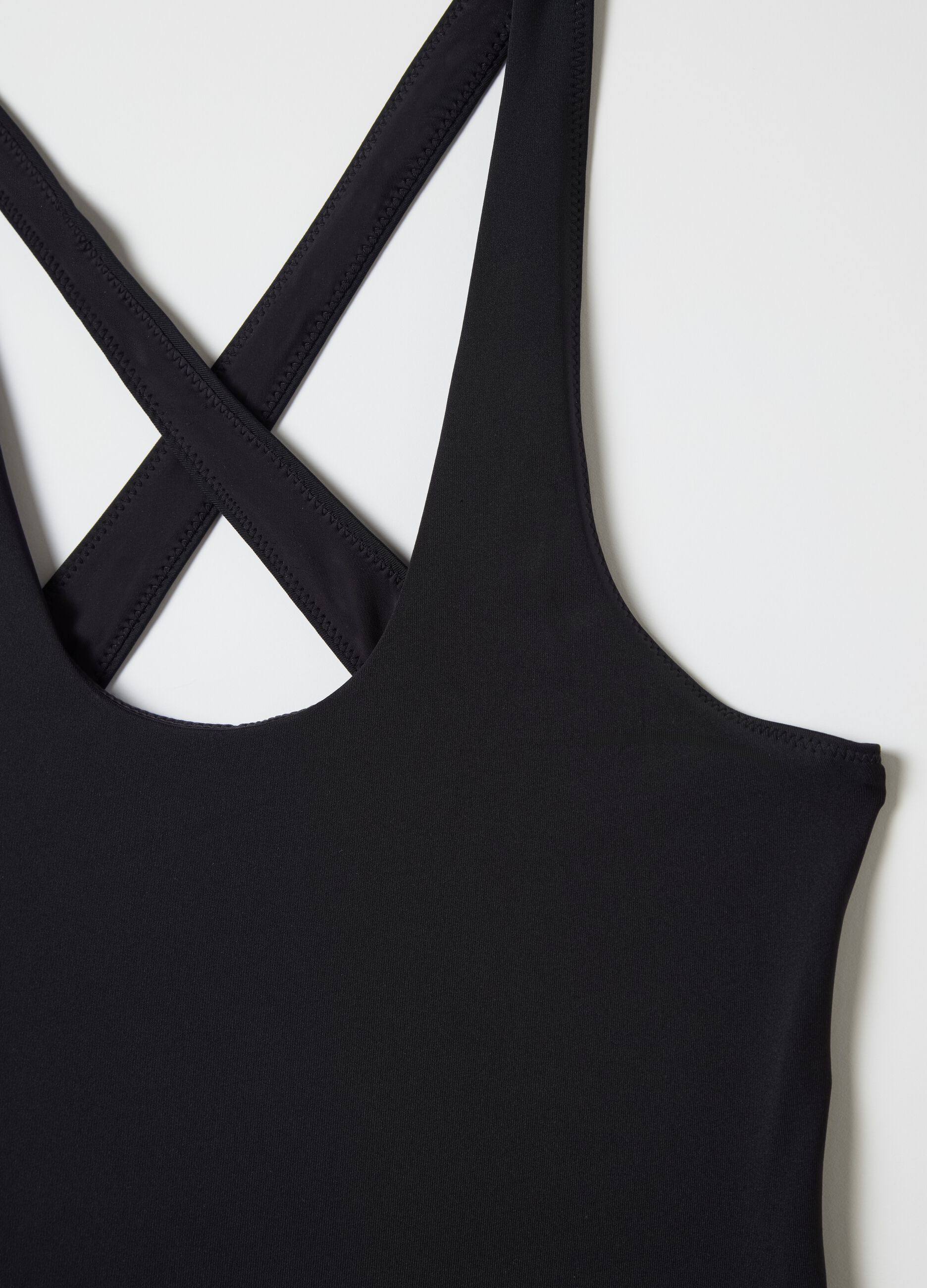 Cross Back Cut Out Swimsuit Black