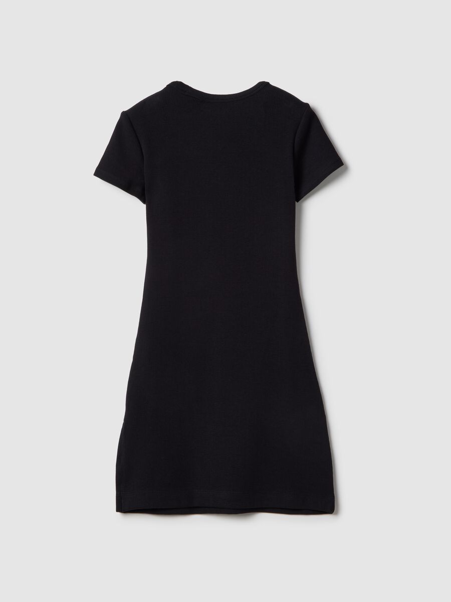 Elasticated Cotton Black Fitted Dress for Girls with Star_1