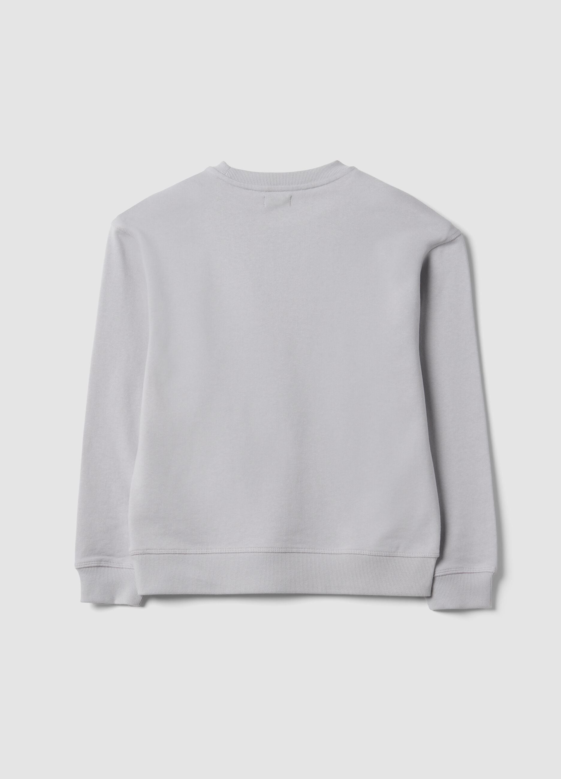 Graues Sweatshirt aus reiner Baumwolle mit Rundhalsausschnitt f&uuml;r Jungen, Relaxed Fit