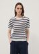 White and blue striped regular-fit openwork viscose-blend T-shirt_2