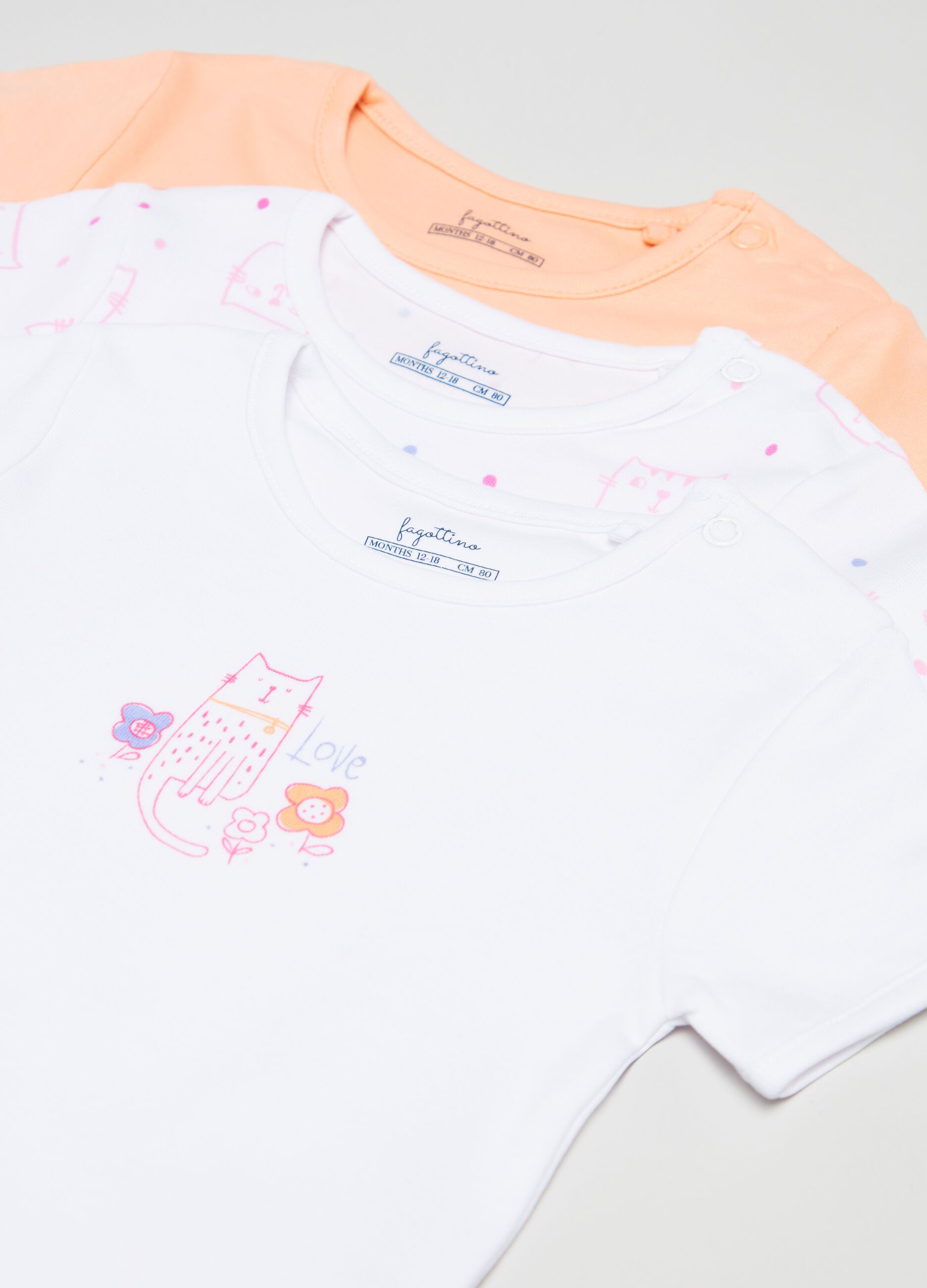 Three-pack cotton bodysuits with print_2