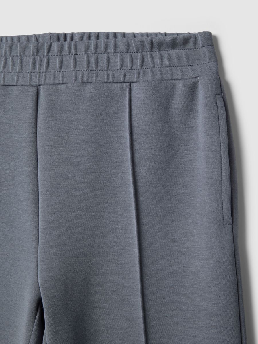 Grey wide leg trousers in stretch modal blend_5
