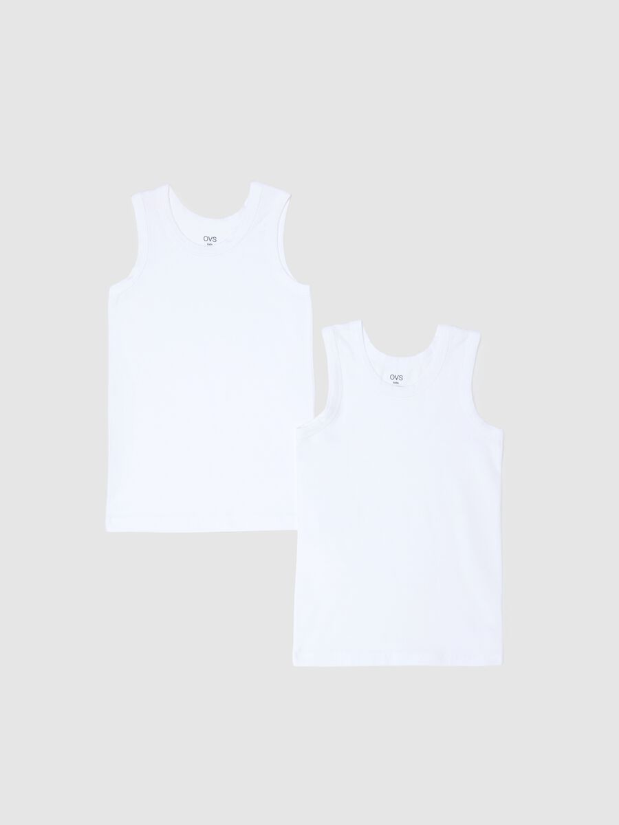 Double pack de d&eacute;bardeurs en coton stretch blanc pour gar&ccedil;ons, coupe regular_0