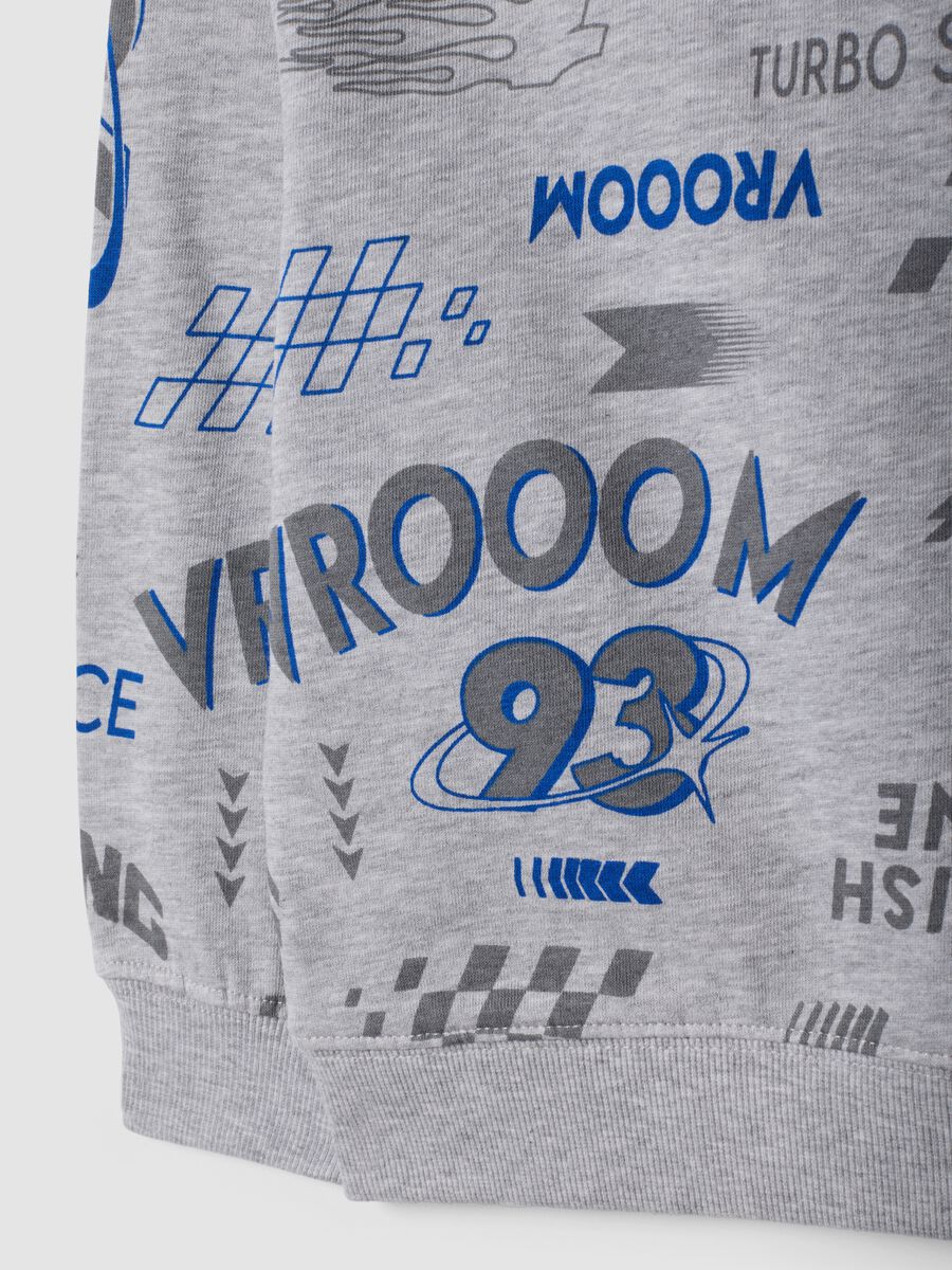 Felpa grigia in misto cotone e viscosa con stampe racing over fit_3